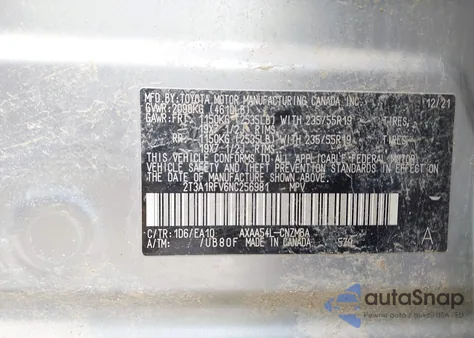 2022 Toyota Rav4 Xle Premium from USA, damaged, VIN 2T3A1RFV6NC256981